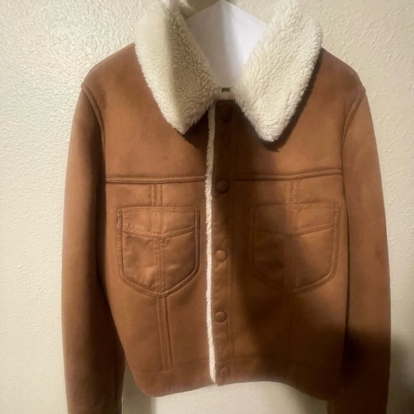 Mother The Curved Pocket Faux Shearling Aviator Jacket - Picture 2 of 5